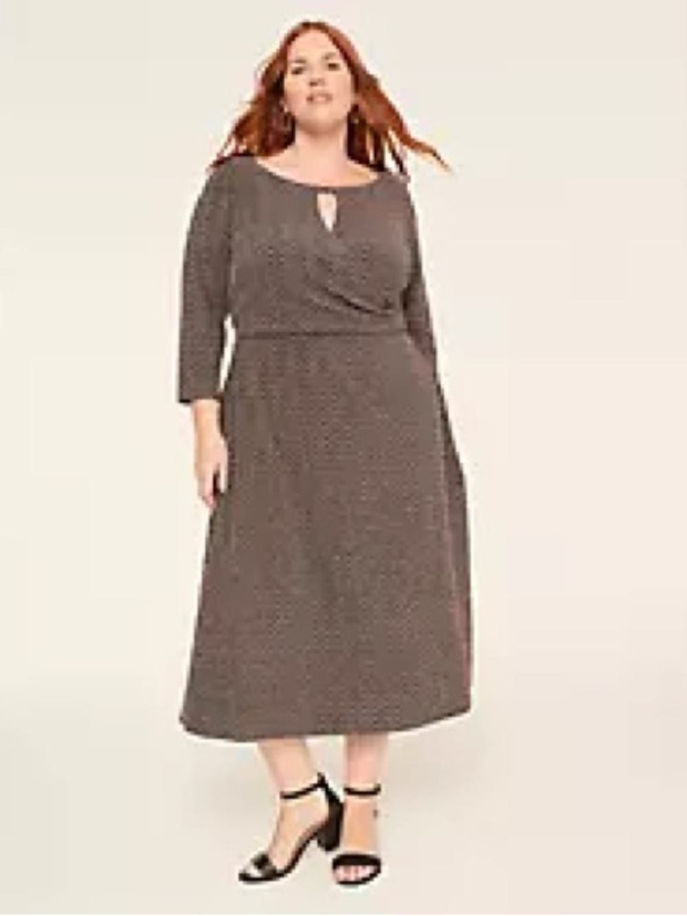 Size 18/20 NWT Plus-Size Brown Printed Wrap Midi Dress